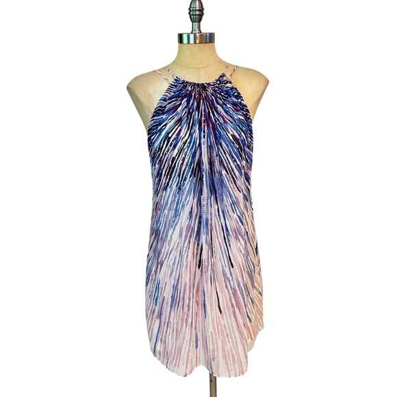 White House Black Market Burst Halter Neck Beaded Shift Dress Size XS - Picture 1 of 6